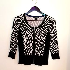 LIKE NEW White House Black Market zebraprint cardigan black/white small